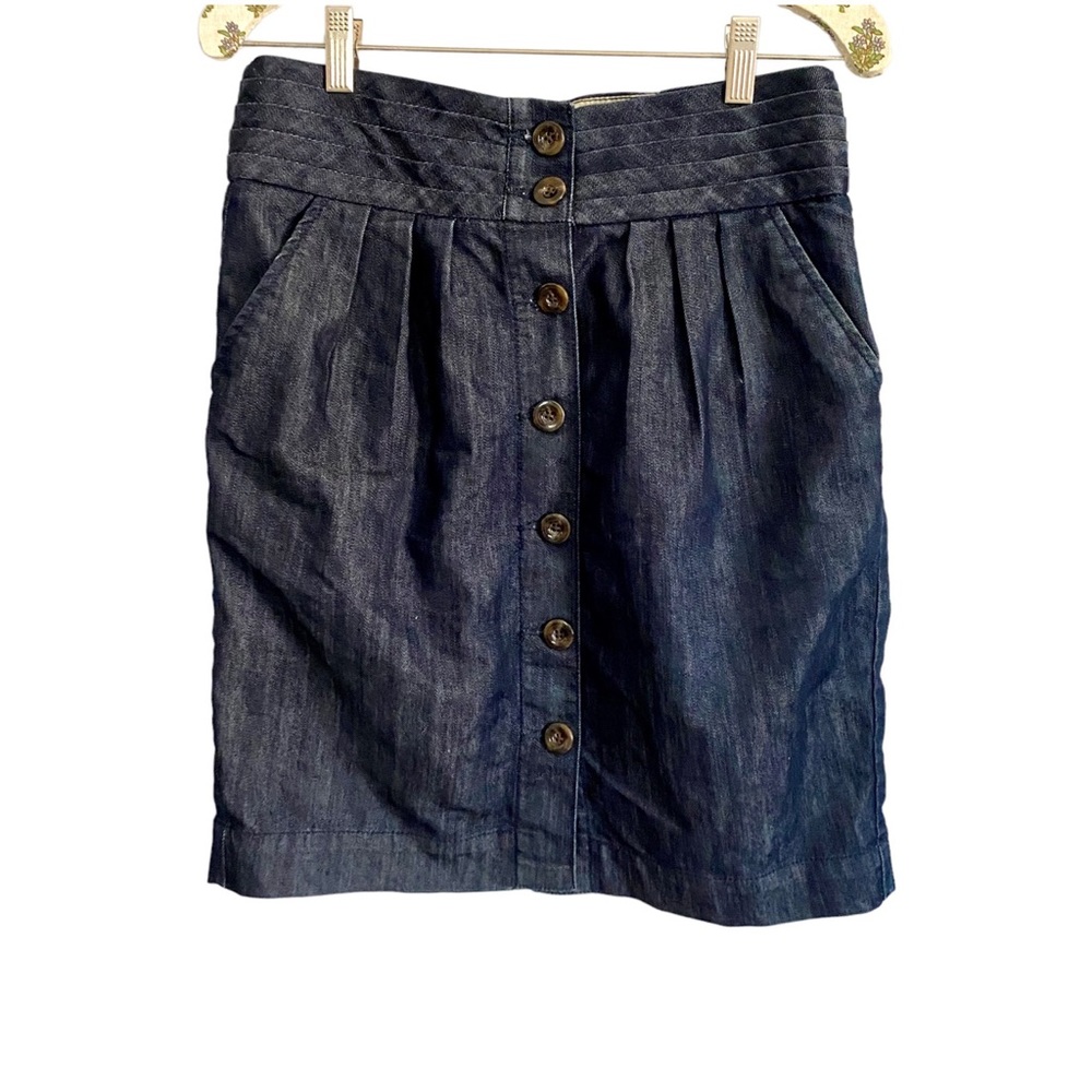 Anthropologie Dark Blue Denim Pencil Skirt